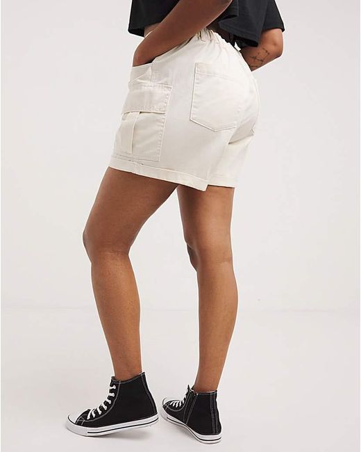 Simply Be White Cargo Utility Shorts