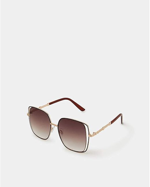 Accessorize Metallic Cut Out Square Sunglasses