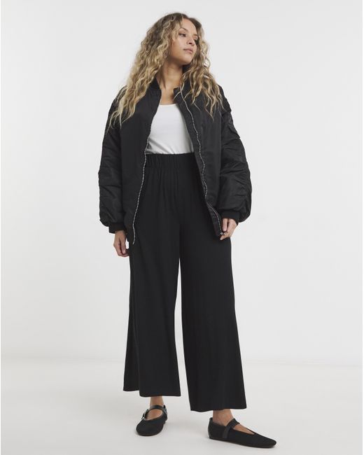 Simply Be Black V/E Wide Leg Culottes