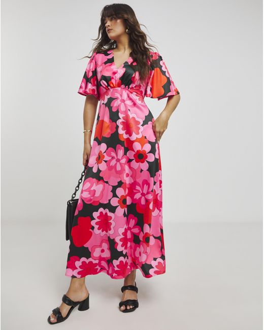 Twisted Wunder Red Grace Flower Maxi Dress