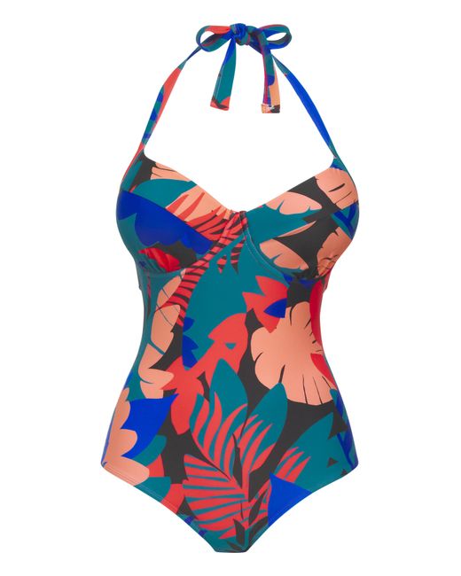 JD Williams Blue Padded Underwired Plunge Swimsuit