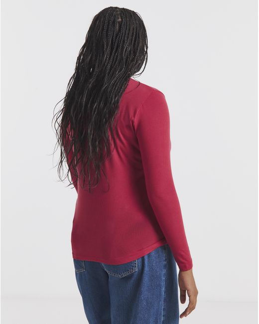 Simply Be Red Long Sleeve Rib Top