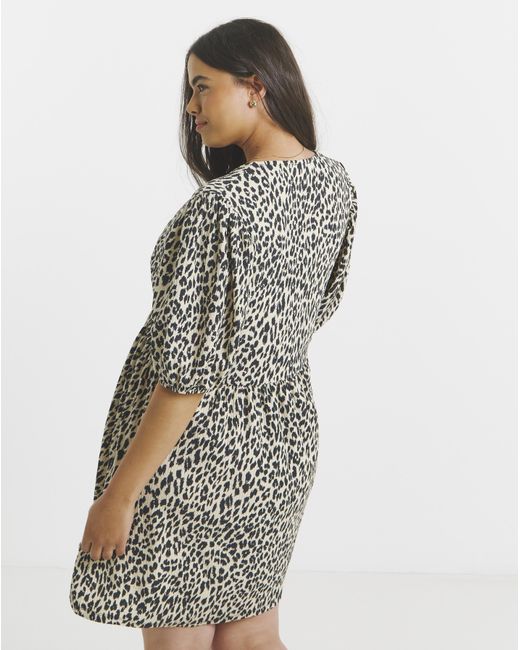 Simply Be Multicolor Waffle Waist Detail Skater Dress