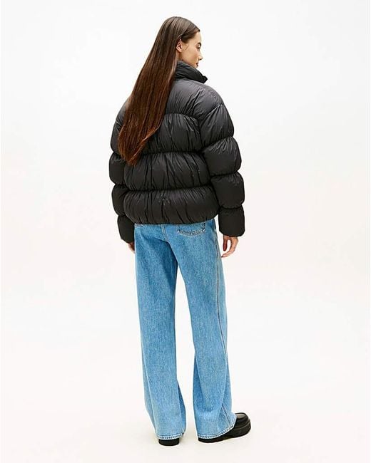 Tommy Hilfiger Black Rouched Puffer Down Jacket