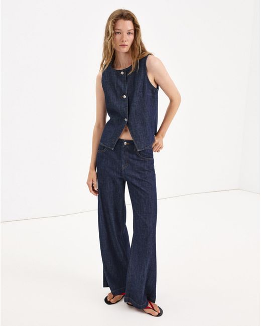 Mango Blue Buttoned Waistcoat