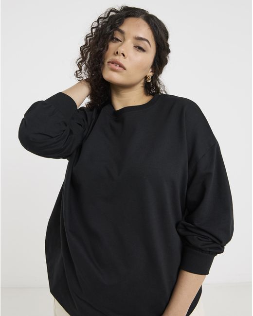 Simply Be Black Curved Hem Sweatshirt