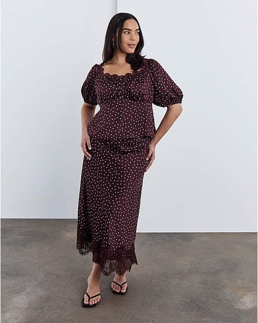 Simply Be Red Burgundy Spot Midaxi Skirt