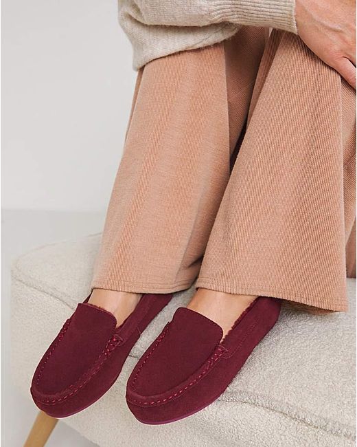 JD Williams Purple Classic Moccasin Slipper E Fit