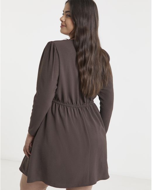 Simply Be Brown Historic Detail Crepe Skater Dress