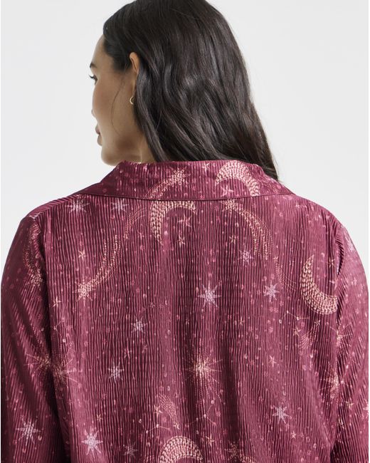 Figleaves Red Celestial Plisse Button Pj Set