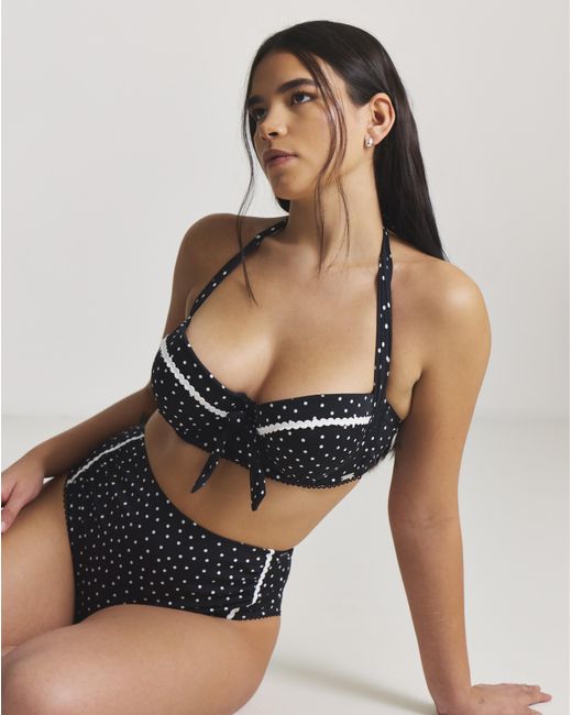 Figleaves Blue Halterneck Underwired Bikini Top