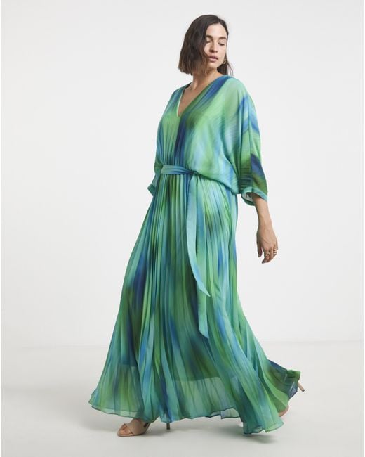 Joanna Hope Green Ombre Pleated Dress