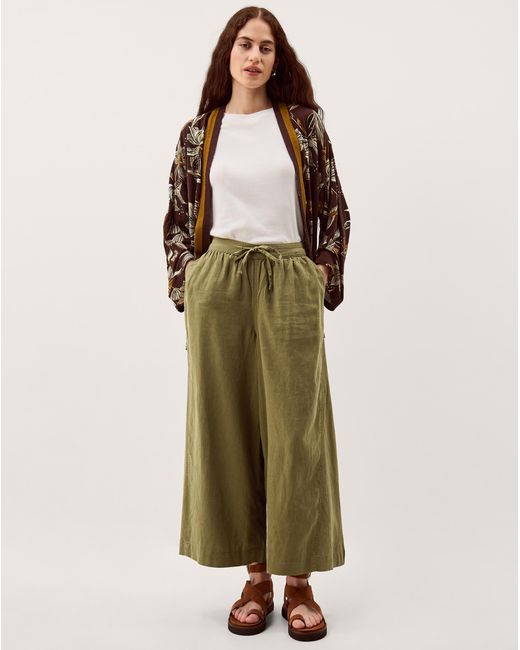 Monsoon Green Maisie Crop Wide Leg Trousers