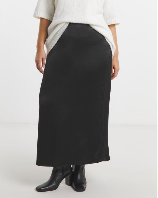 Simply Be White Satin Maxi Skirt