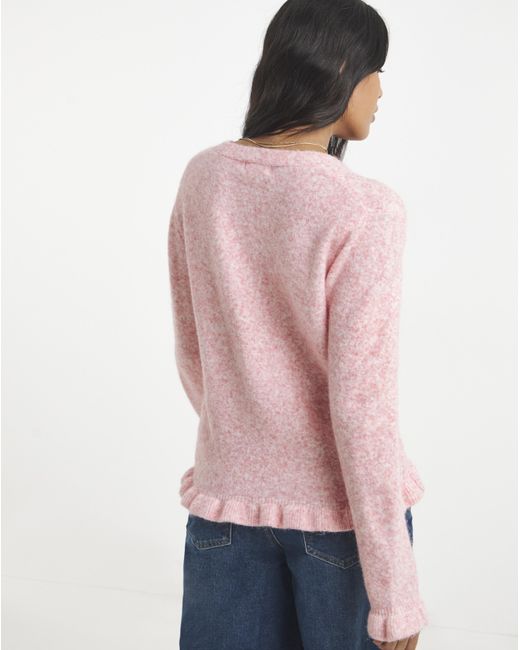 Simply Be Pink Frill V-Neck Cardigan