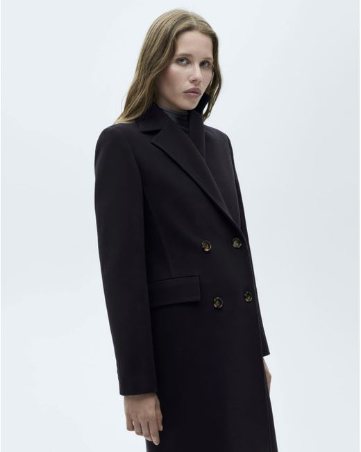Mango Blue Double Breasted Wool Coat
