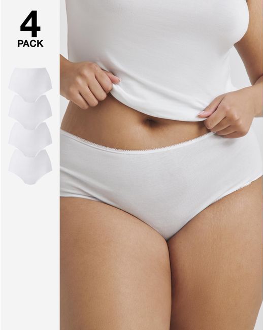 Simply Be White 4 Pack Full Fit Briefs