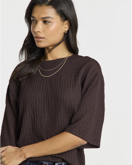 Simply Be Black Waffle Jersey Kimono Sleeve T-Shirt