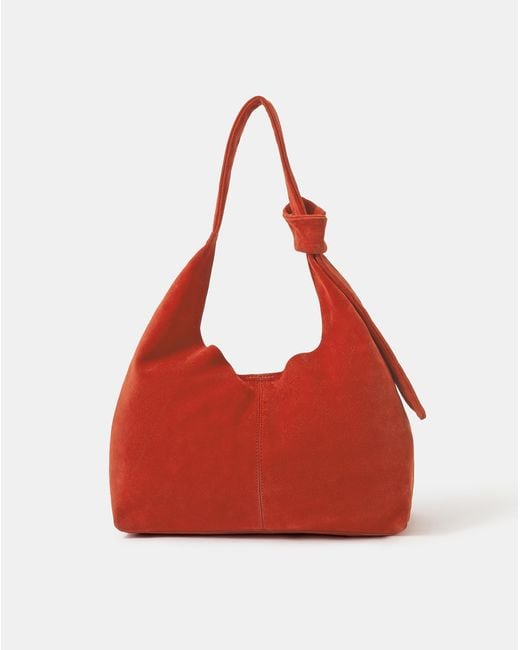 Accessorize Red Knot Leather Shoulder Bag