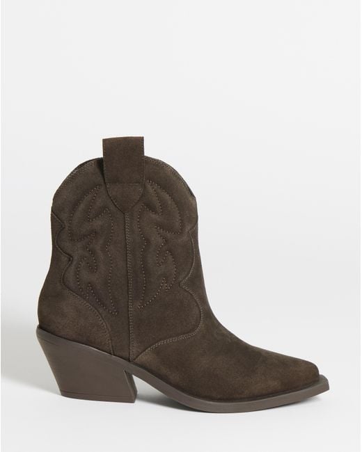 Simply Be Blue Embroidered Ankle Western Boots Ex Wide