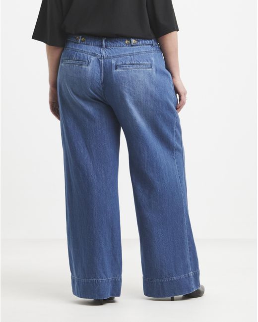 Simply Be Blue Authentic Drape Wide Leg Jeans