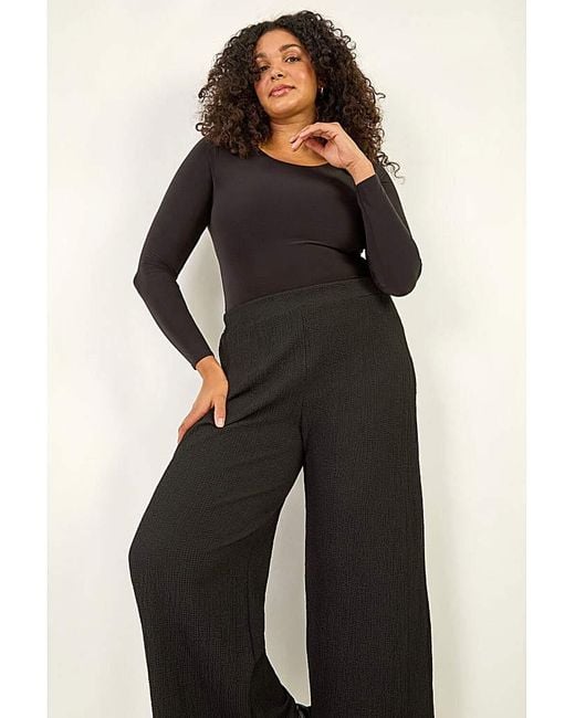 Roman Curve Black Textured Stretch Trousers