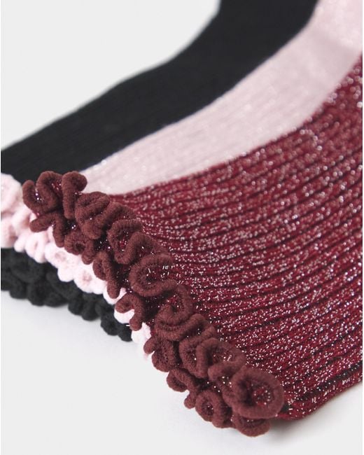 Pretty Secrets Purple 3Pk Glitter Ankle Socks