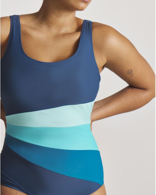 Beach To Beach Blue Sports Swimsuit Colourblock