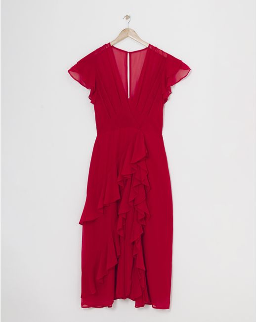 Joanna Hope Red Ruffle Maxi Dress