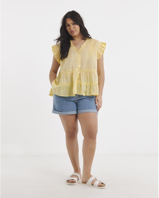 Simply Be Yellow Tiered Blouse