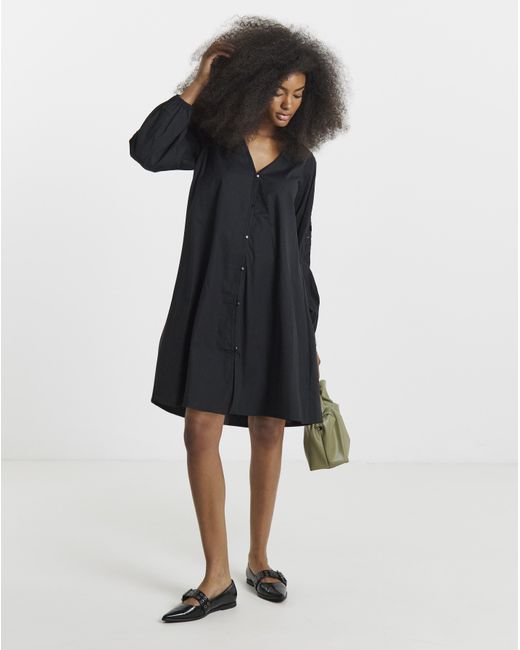 Simply Be Black Embroidered Sleeve Swing Dress