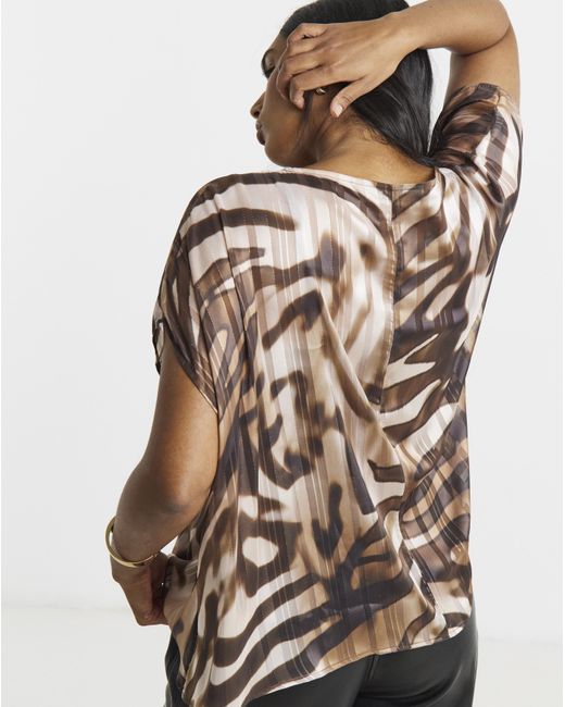 Joanna Hope Brown Asymmetric Blouse