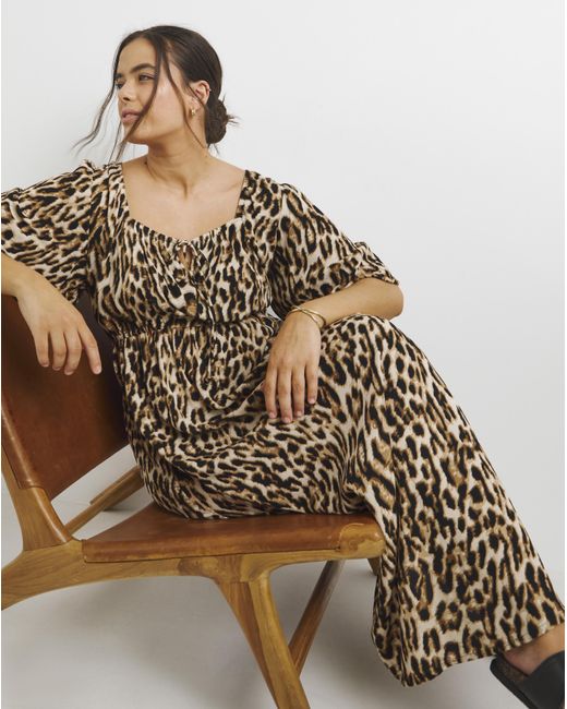 Simply Be Brown Crinkle Goddess Dress