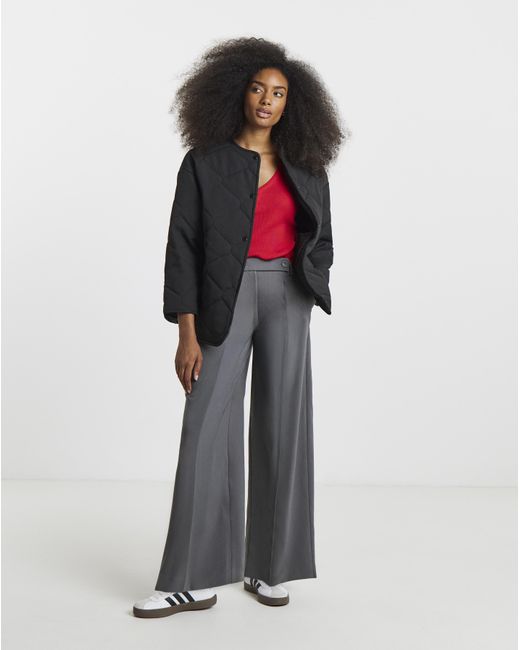 Simply Be Black Quilted Round Collar Jacket