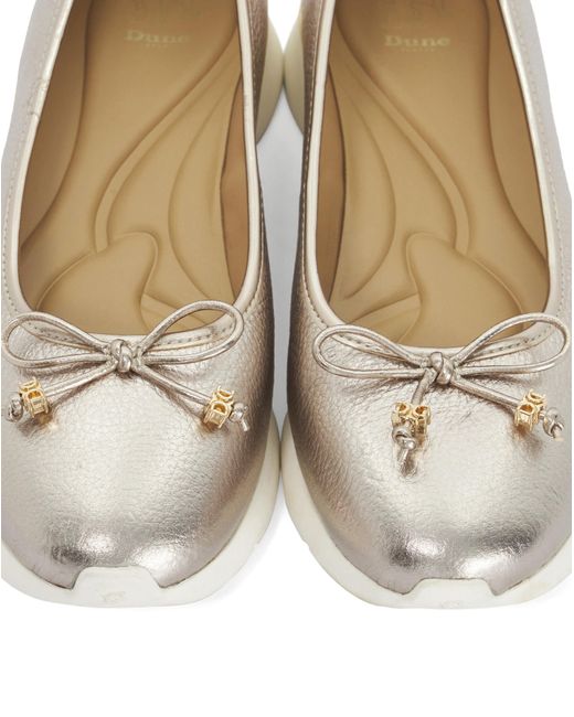 Dune White Leather Highline Ballet Pumps