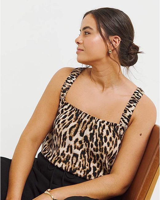 Simply Be Brown Crinkle Strap Cami