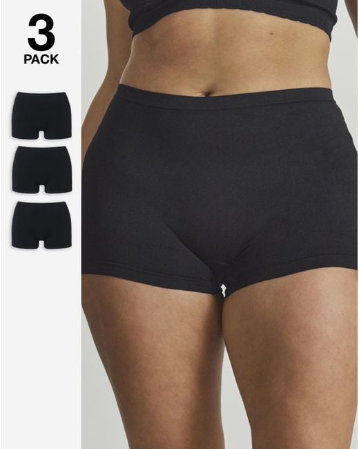 Pretty Secrets Black 3Pack Seamfree Boy Shorts