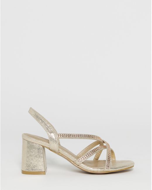 JD Williams Black Diamante Strap Block Heel Sandals Wide