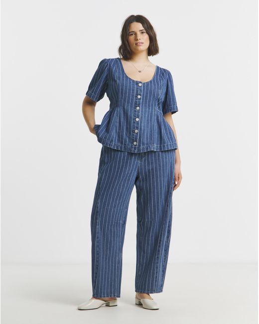 Simply Be Blue Denim Peplum Top