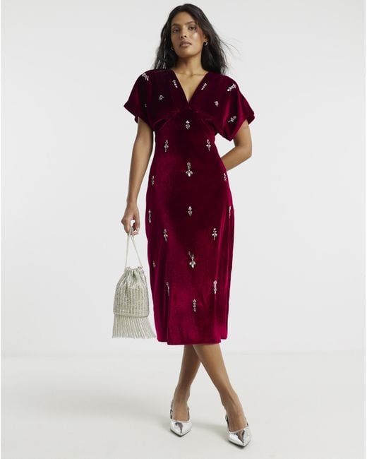 Hope & Ivy Red Farah Midi Dress