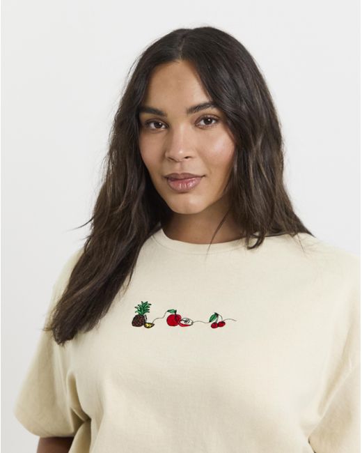 Simply Be Natural Fruit Embroidered T-Shirt