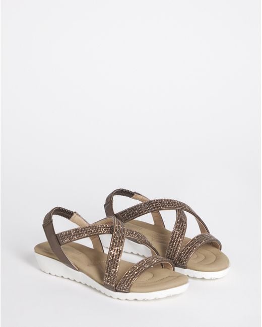 Heavenly Soles Green Low Wedge Diamante Sandal Wide