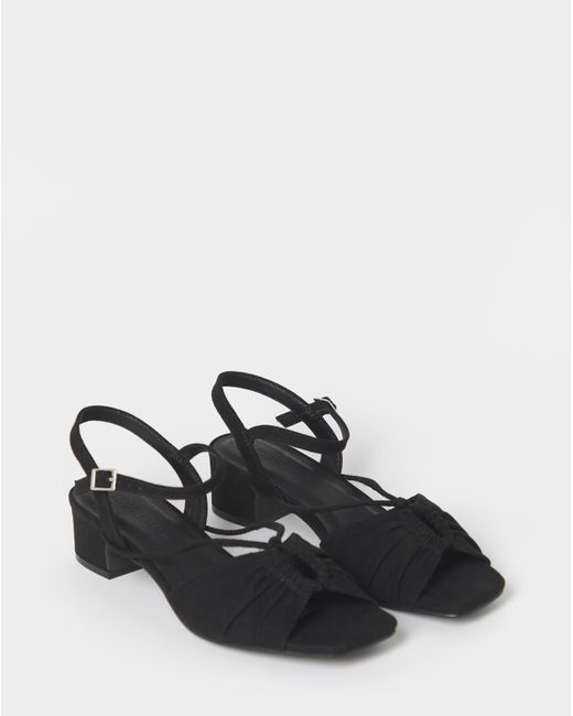 JD Williams Natural Ruched Low Block Heeled Sandal Wide