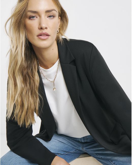Simply Be Black Ponte Jersey Relaxed Blazer