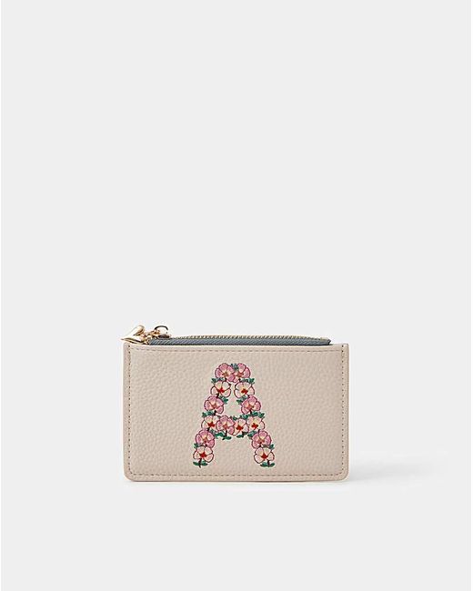 Accessorize Natural Floral Initial Card Holder