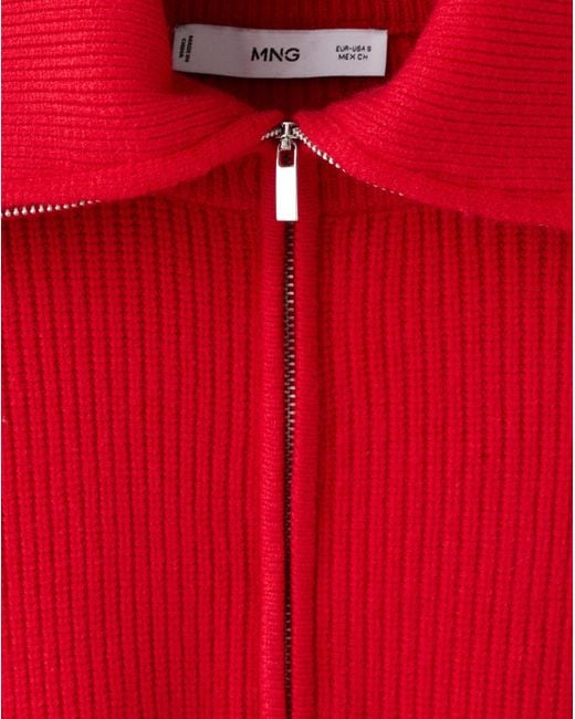 Mango Red Quarter Zip Knit Sweater
