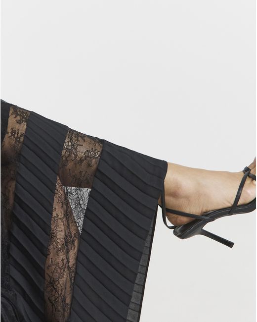 Joanna Hope Black Pleated Lace Dress