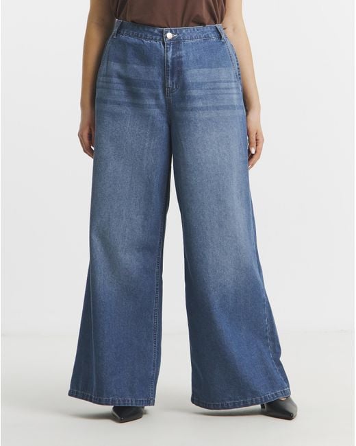 Simply Be Blue Lightweight Palazzo Jeans