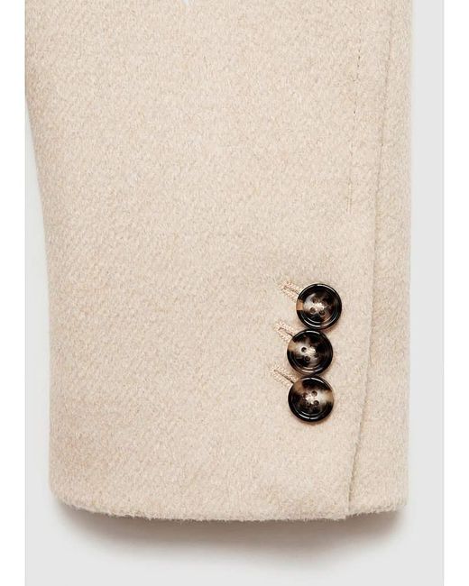 Mango White Double Breasted Wool Coat