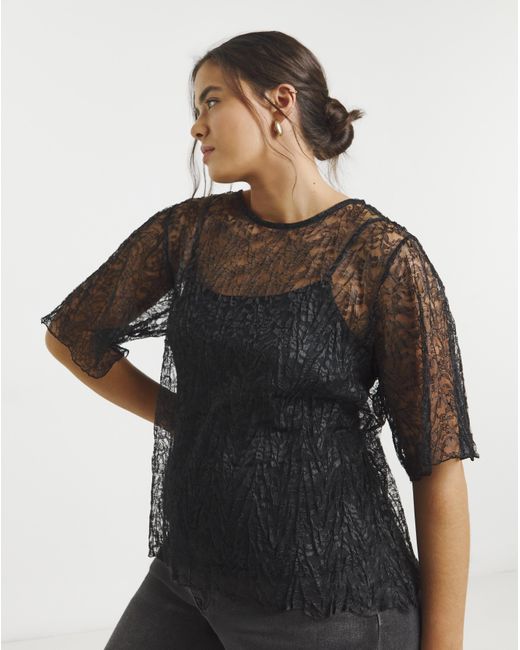Simply Be Black Lace Boxy Top